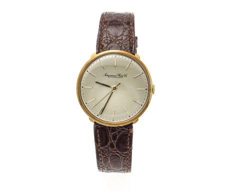 IWC International Watch Company, 750/000GG, Ref. 1210 um 1960, poliertes Gehäuse, Druckboden mit Strichschliff, Plexiglas, ch