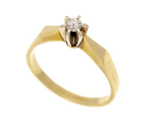 Brillant-Ring GG/WG 585/000 mit einem Brillanten 0,10 ct W/VS-SI, RG 54, 3,0 g