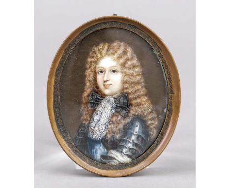 Ovale Miniatur, französisch, 19. Jh., polychrome Temperamalerei auf Beinplatte. Philippe d'Orléans, der Regent (1674-1723), i