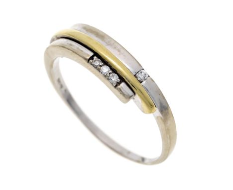 Brillant-Ring WG/GG 585/000 mit 4 Brillanten, zus. 0,03 ct W/VS-SI, RG 56, 3,2 g