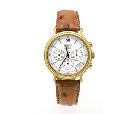 Zenith Herrenarmbanduhr, 20ym vergoldet, Chronograph Automatic, El-Primero Werk, Ref. 20.0140.400 um 2000, poliertes Gehäuse 