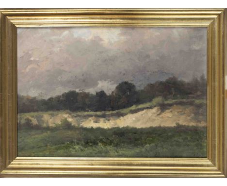 Richard Lentz (1857-1930), us-amerikanisch-deutscher Landschaftsmaler, Landschaft in der Heide, u. re. sign. R. Lentz, 36 x 5