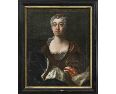 Deutscher Bildnismaler um 1730, Porträt von Maria Anna Karoline von Pfalz-Neuburg, Höfisches, repräsentatives Brustbildnis en