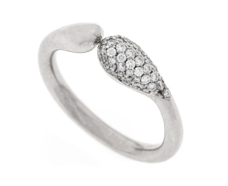 Offen gestalteter Pavé Brillant-Ring WG 585/000 mit 42 pavé gefassten Brillanten, zus. 0,19 ct W/VS-SI, RG 54, 5,2 g