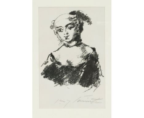 Lovis Corinth (1858-1925), Portrait der Markgräfin von Bayreuth, Lithographie, am u. Rand handsign., ca. 20 x 13 cm, hinter G