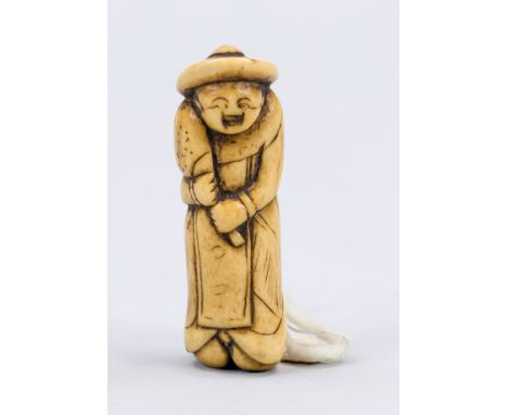 Netsuke, Japan 18. Jh. (Edo-Zeit), Hirschhorn, leicht ber., H. 5,7 cm