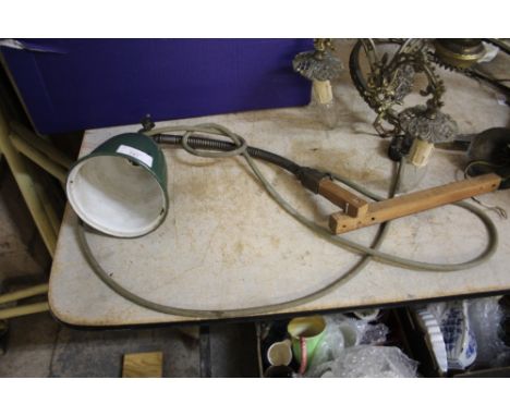Machinists lamp with green enamelled shade A/F
