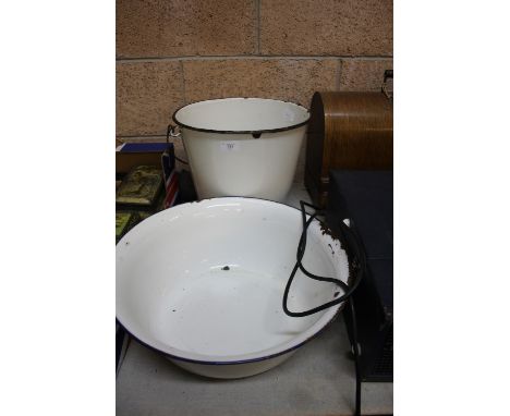 Enamel bucket and bowl