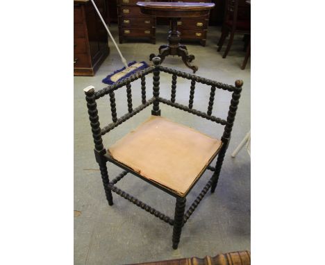 19th century ebonised Bobbin turned corner chair