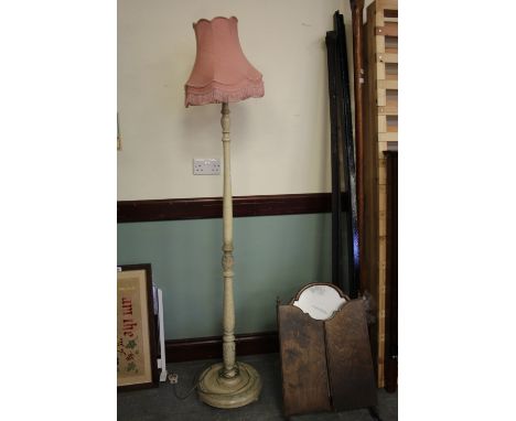 Cream painted electric standard lamp and shade
