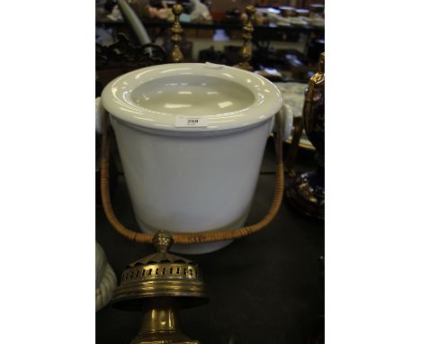 White glazed ceramic pail (hairline crack)
