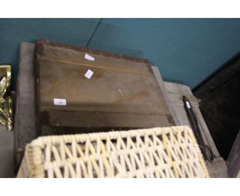 Wooden trunk, containing mixed hand tools