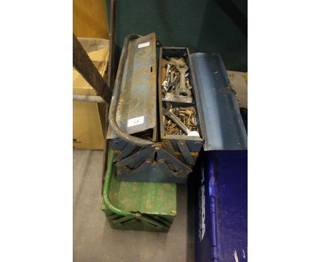 Two metal tool boxes and tools