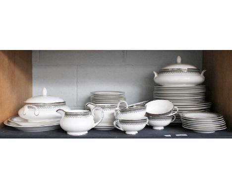 A Royal Doulton 'Braemar' Dinner Service Including; 12 dinner plates, 2 tureens and covers, 2 sauce boats, 12 medium size pla