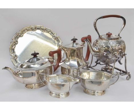 A Four-Piece Elizabeth II Silver Tea Service, by Adie Brothers, Birmingham, 1953, each piece octagonal and on conforming foot