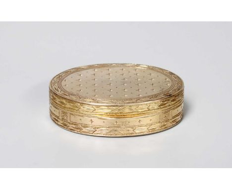 A Spanish Silver-Gilt Snuff-Box, by Lopez, 20th Century, in the French 18th century style, oval and with foliage engraved bor