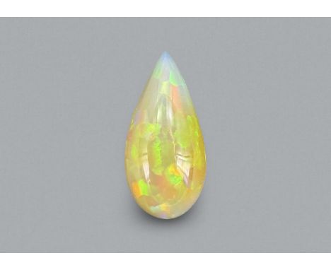 AN UNMOUNTED ETHIOPIAN OPAL
Featuring a pear cabochon cut Ethiopian opal weighing 9.393 Cts.
Accompanied with Bellerophon Gem