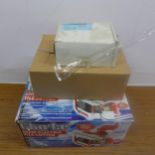 A quantity of sample items including a Clarke ETC8 450W electric tile cutter, a heat gun and a flash