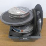 A large quantity of assorted metal, wood and masonry cutting and grinding discs and two steel