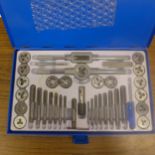A 40 piece tap and die set in steel case