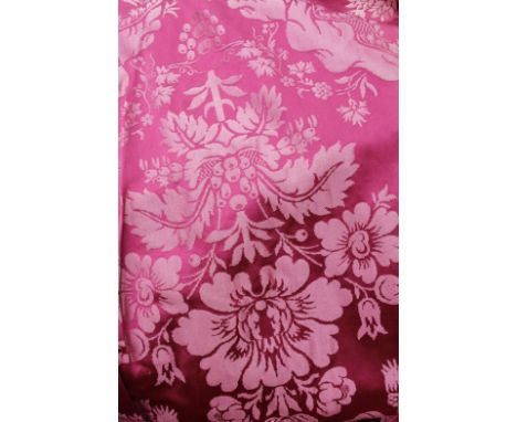 A set of drape curtains, in red textured material, approximately 158"x 168"..