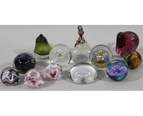 Various glass paperweights, to include Caithness Moon crystal, 6cm high, other Caithness to include T29914 Petunias, Mdina st