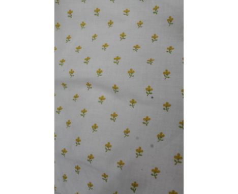 Various sets of plain part textured curtains, a length of material set with yellow flowers, approximately 77" x 62", etc. (a 