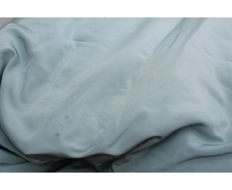 A set of drape curtains, in overall green coloured material, approximately 108" x 120".