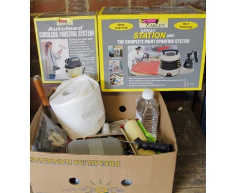 An auto feed cordless painting system, 27cm high, another spray paint system, other tools, silicon gun, etc. (a quantity)