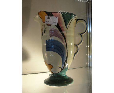 A Beswick handcraft gold-stamped water jug in Clarice Cliff style