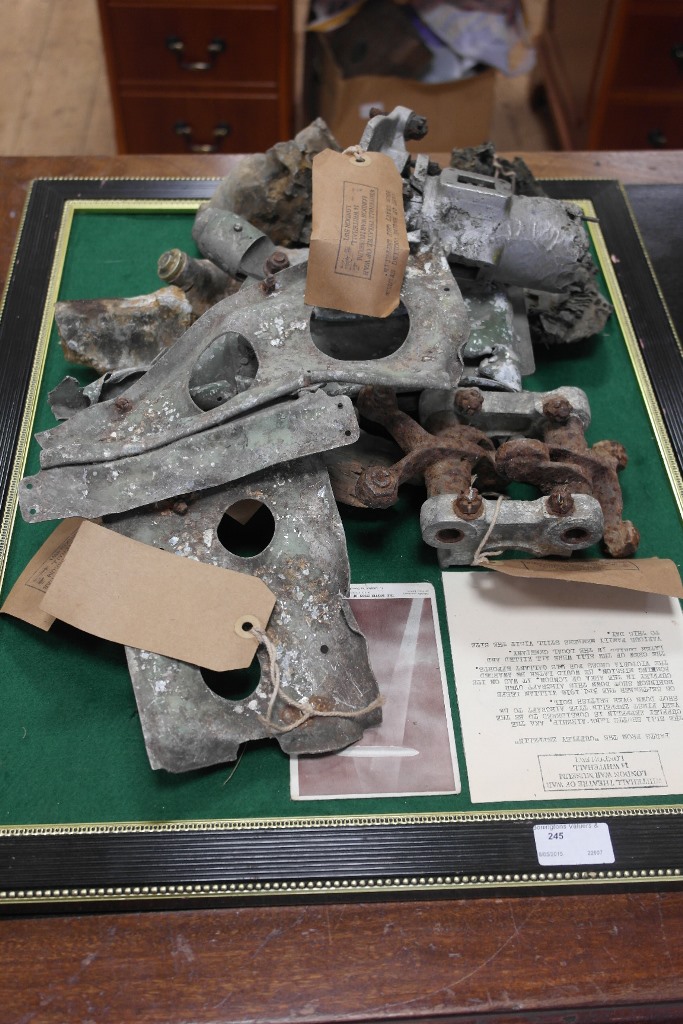 A quantity of WWI and WWII Zeppelin crash relics from LZ127, Cuffley SL11