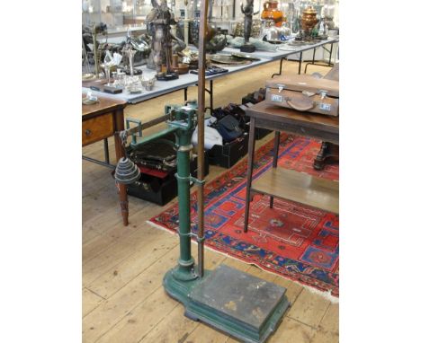 A set of doctor's scales with height measure