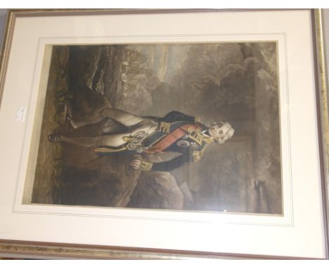 After John Hoppner: Portrait of Horatio Nelson, early 20th Century colour mezzotint by A. Stewart Wright, hand signed in penc