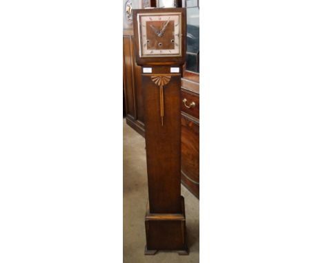 An Art Deco oak dwarf longcase clock 