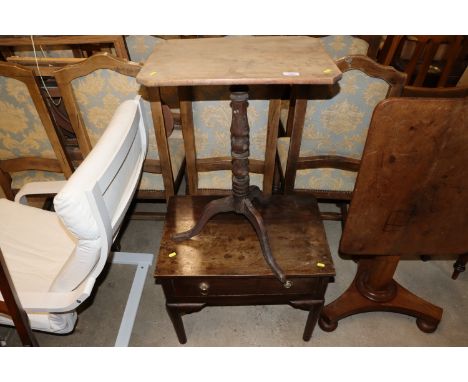 A mahogany tripod table and a mahogany single drawer side table (reduced)
