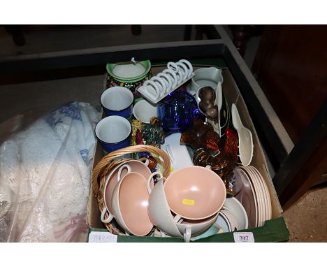 A box of Poole pottery and various other china 