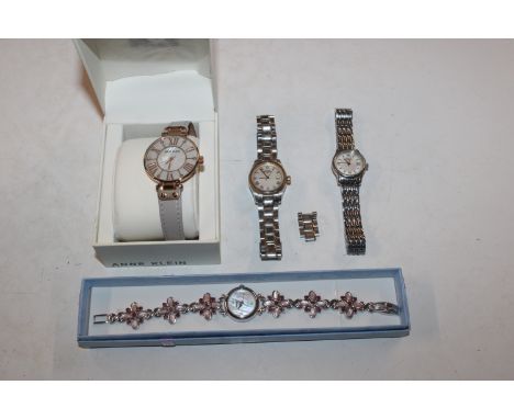 A Hallmarked Sterling silver ruby coloured and mother of pearl set watch; and two Rotary wrist watches etc. 