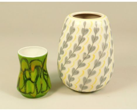 POOLE POTTERY. A Poole Pottery free-form vase No.684, height 15cm &amp; a small 1960's Poole Pottery vase.