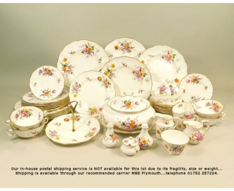 ROYAL CROWN DERBY.Various pieces of Royal Crown Derby, Derby Posies, comprising 4 teacups, 6 saucers, 1 cake stand, 1 sugar b