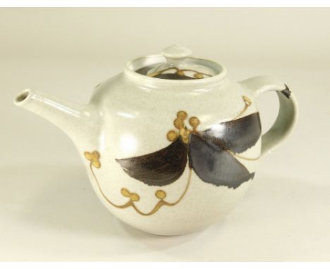 DAVID LLOYD JONES. A brush decorated teapot. Height 16cm. Impressed mark.