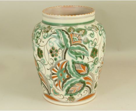 POOLE POTTERY. A large Poole Pottery hand decorated vase. Impressed Carter Stabler Adams stamp. Decorator's initials BR. Heig