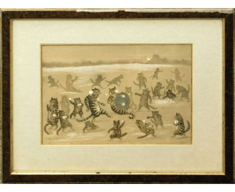 LOUIS WAIN. A late 19th century print after Louis Wain, The Cats Snowball Fight. 23 x 34cm.