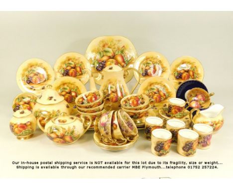 AYNSLEY.A large quantity of Aynsley bone china tea & coffee ware, in the Orchard Gold pattern, comprising: 1 coffee pot (heig