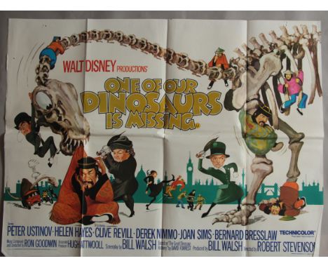 Walt Disney Thirty Folded Original British Quad film posters including "One of Our Dinosaurs is Missing", The Gnome-Mobile, T