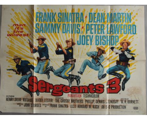 Twenty Folded Original British Quad film posters including "Sergeants 3", Battle of the Bulge x 2 different styles, Barabas, 