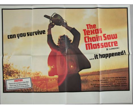 "The Texas Chainsaw Massacre" (1974) Rare X (London) certificate Original British Quad film poster 30" x 40" featuring Leathe
