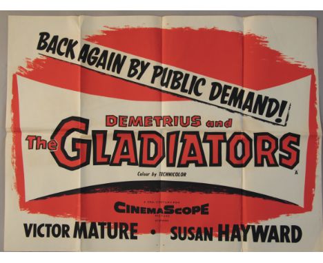 Over Twenty Folded Original British Quad film posters including "Demetrius & the Gladiators" RR, Prime Cut, Wind & the Lion, 