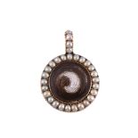 A GEORGIAN HALF PEARL GLAZED LOCKET