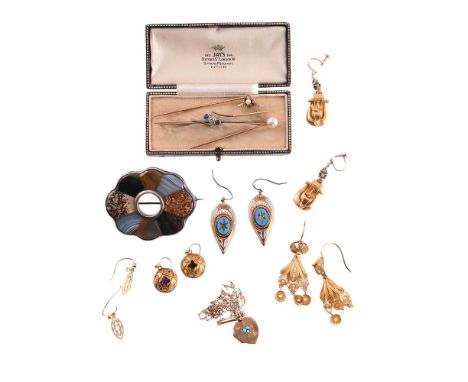 
	
		A COLLECTION OF ANTIQUE JEWELLERY 
		To include a late Victorian ruby and seed pearl insect stick pin, the fly with pear