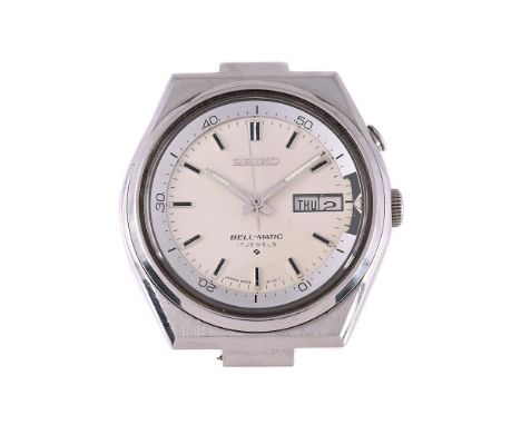 
	
		SEIKO, BELL-MATIC, REF. 4006-6080
		A STAINLESS STEEL WRISTWATCH WITH DAY AND DATE, NO. 771827
		Movement: Cal. 4006A, a